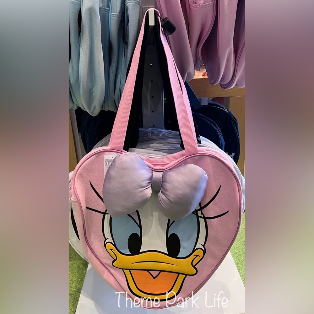Disney Parks Walt Disney World Daisy Duck Large Canvas Pink Tote Bag NEW